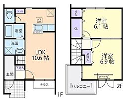 プレジールB 2LDKの間取図画像