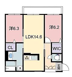 シャーメゾンRAC中沢 2LDKの間取図画像