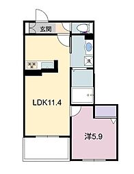 シャーメゾンRAC下鈎 1LDKの間取図画像
