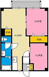 ニューシティーヨシカワ 2LDKの間取図画像