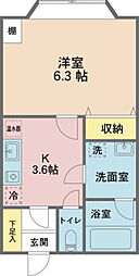 有定ビル 3階1Kの間取り