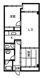 ハイムNAGATO 1階2LDKの間取り
