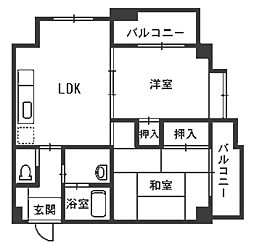 プレステージュ 4階2LDKの間取り