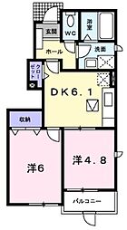 アグネス　I 1階2DKの間取り
