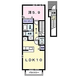 カサブランカＣ 205 2階1LDKの間取り