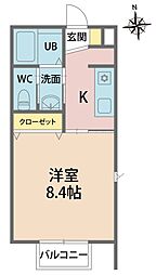 T-Room 2階1Kの間取り