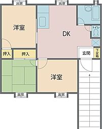 グリーン 3DKの間取図画像