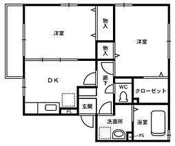 アニマート市野々 202 2階2DKの間取り