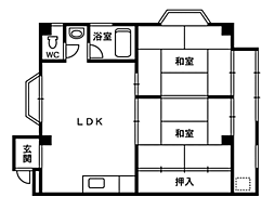 ハイツ泉ヶ丘 2階2LDKの間取り