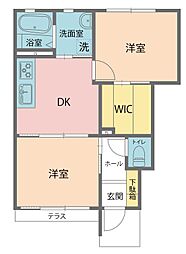 プラウド古田刈 2DKの間取図画像