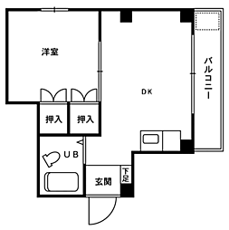 シティマンションせいび庵 1DKの間取図画像