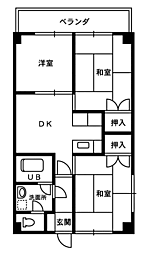 ベイコート津内 3DKの間取図画像