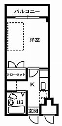 ワンルーム貴族 1Kの間取図画像