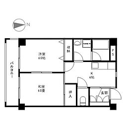 ハイツ蓮池 2Kの間取図画像