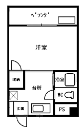 エレガント春山 1Kの間取図画像