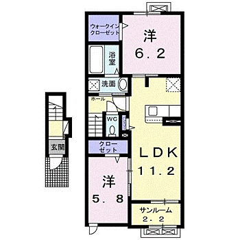 アルテシモ・ガンビーノ 202｜福井県大野市若杉町1412番地(賃貸アパート2LDK・2階・61.88㎡)の写真 その2