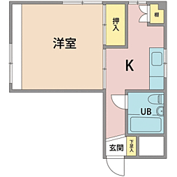 西木田コーポ 1Kの間取図画像