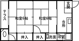 みゆきハウス 2Kの間取図画像