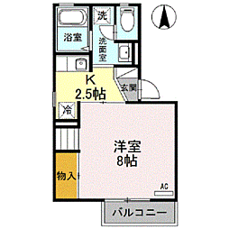 ロイヤルファミール　C 1階1Kの間取り