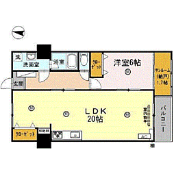 ファミール五反田 6階1LDKの間取り