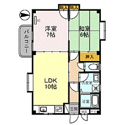 サミュゼアパルトゥモン 2階2LDKの間取り