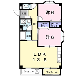 Ｔ．レックス 3階2LDKの間取り