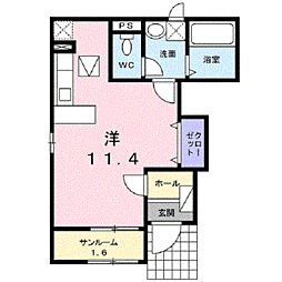 メゾン・ド・ルナ 1階1Kの間取り