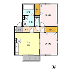 コーポ チェリッシュ　Ａ 2階2DKの間取り
