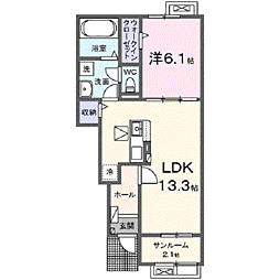 エムズ　グリューエン 1階1LDKの間取り