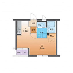 ハートフルオリーブの樹 1Kの間取図画像