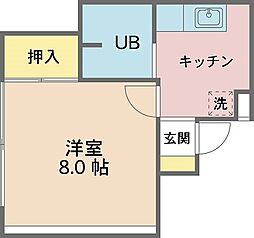 西木田コーポ 1Kの間取図画像