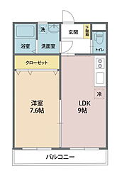 カーサドレッセ 1LDKの間取図画像