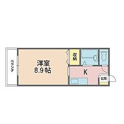 アップルコート 1Kの間取図画像