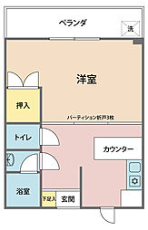 ポプラガーデン坂 1DKの間取図画像