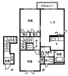 シャーメゾン百々A 2LDKの間取図画像