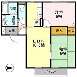 メゾンドサンスマイルB 2LDKの間取図画像