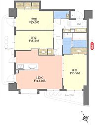 ライオンズマンション赤塚公園 3LDKの間取図画像