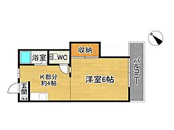 シティコート 1階ワンルームの間取り