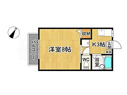 シャルム21 1階1Kの間取り