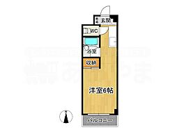 パシフィック紫3 ワンルームの間取図画像