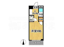 アテイン朱雀 ワンルームの間取図画像
