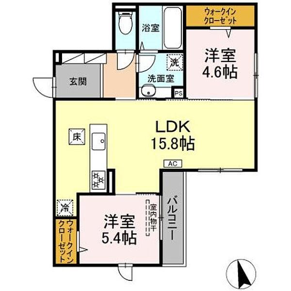 L’ESSOR西条 104号室｜広島県東広島市西条本町(賃貸アパート2LDK・1階・60.82㎡)の写真 その2