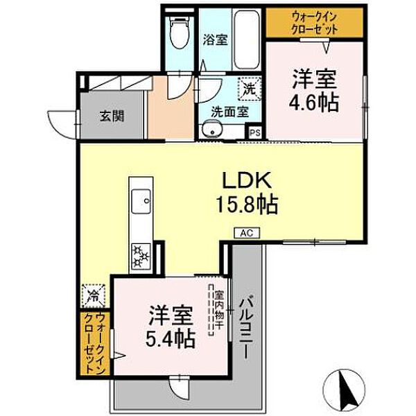 L’ESSOR西条 204号室｜広島県東広島市西条本町(賃貸アパート2LDK・2階・60.82㎡)の写真 その2