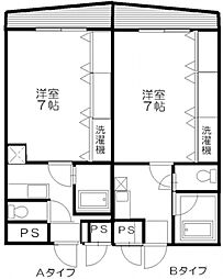 ベルセゾン（北側） 3階1Kの間取り