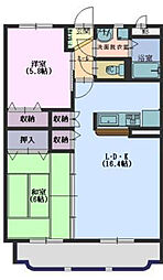 レピエスヌーヴ 2階2LDKの間取り