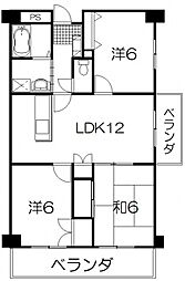 リビエール昭和町 3階3LDKの間取り