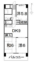 コージュ藏田 3DKの間取図画像