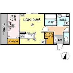 フィオーレ 1LDKの間取図画像