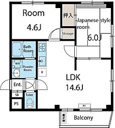 スカイヴィレッヂ1 2LDKの間取図画像