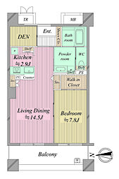 ザ・レジデンス白金スイート 1LDKの間取図画像